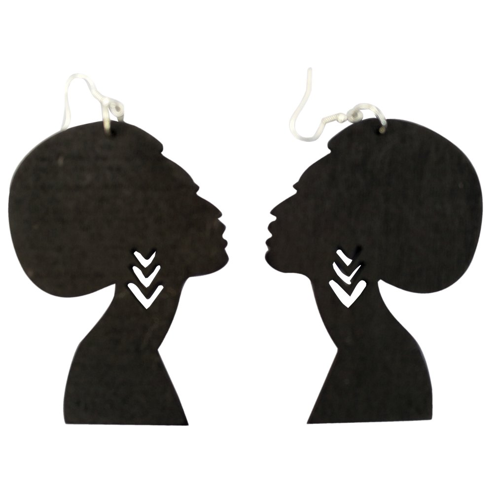 Afro woman silhouette wood earringsnatural hair earringsafrican