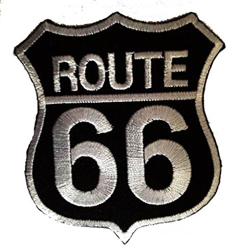 WowPrice99 Route 66 Motorcycles Rocker Black 6.5cm x 8.3cm Patch Embroidered Badge Iron Or Sew On
