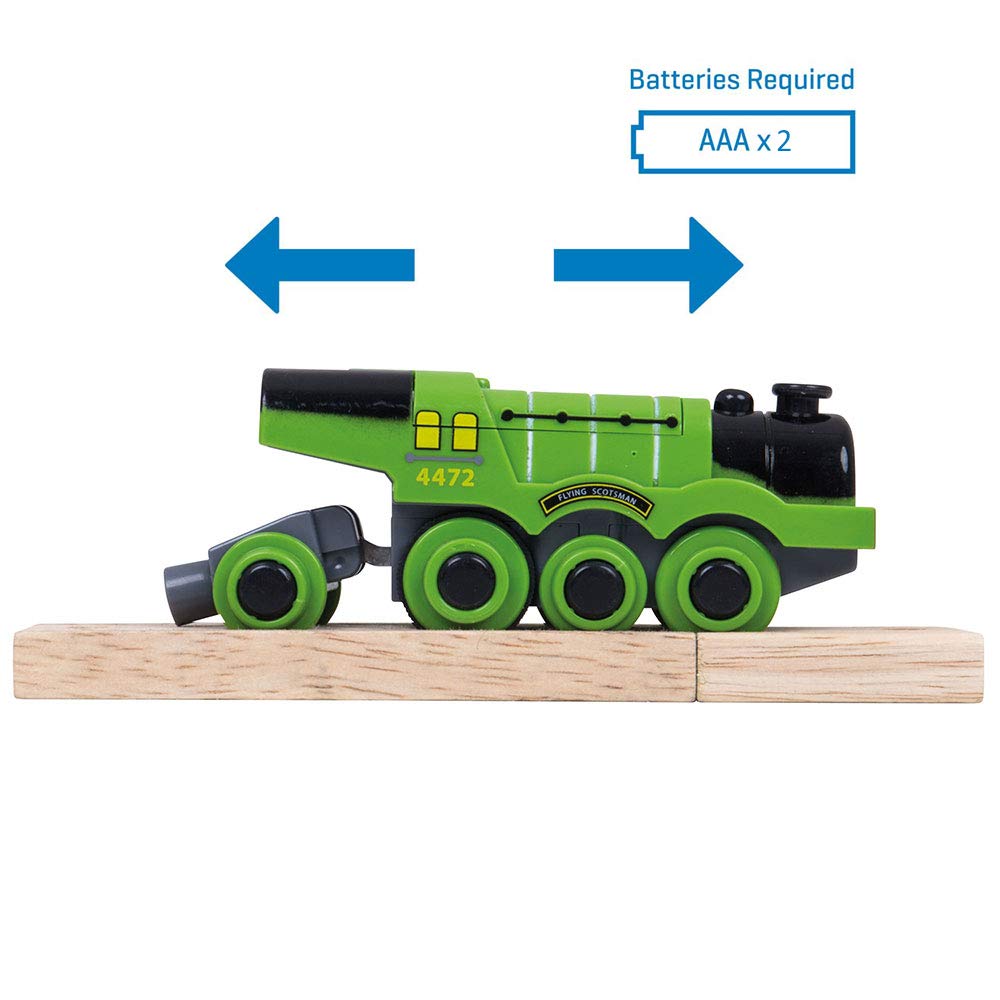 Bigjigs Rail Flying Scotsman Battery Train - Compatible with Most Major Wooden Railway Set Brands, Motorised Train for Wooden Track