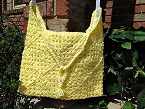 Yellow Hand Crocheted Laptop Messenger iPad or Tote Bag