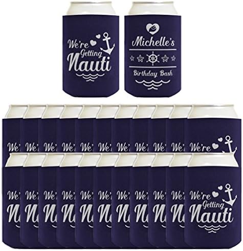 Personalized GiftsPersonalized Coolie Getting Nauti Nautical Custom Gift 24-pack Can Coolie Custom Coolies Navy