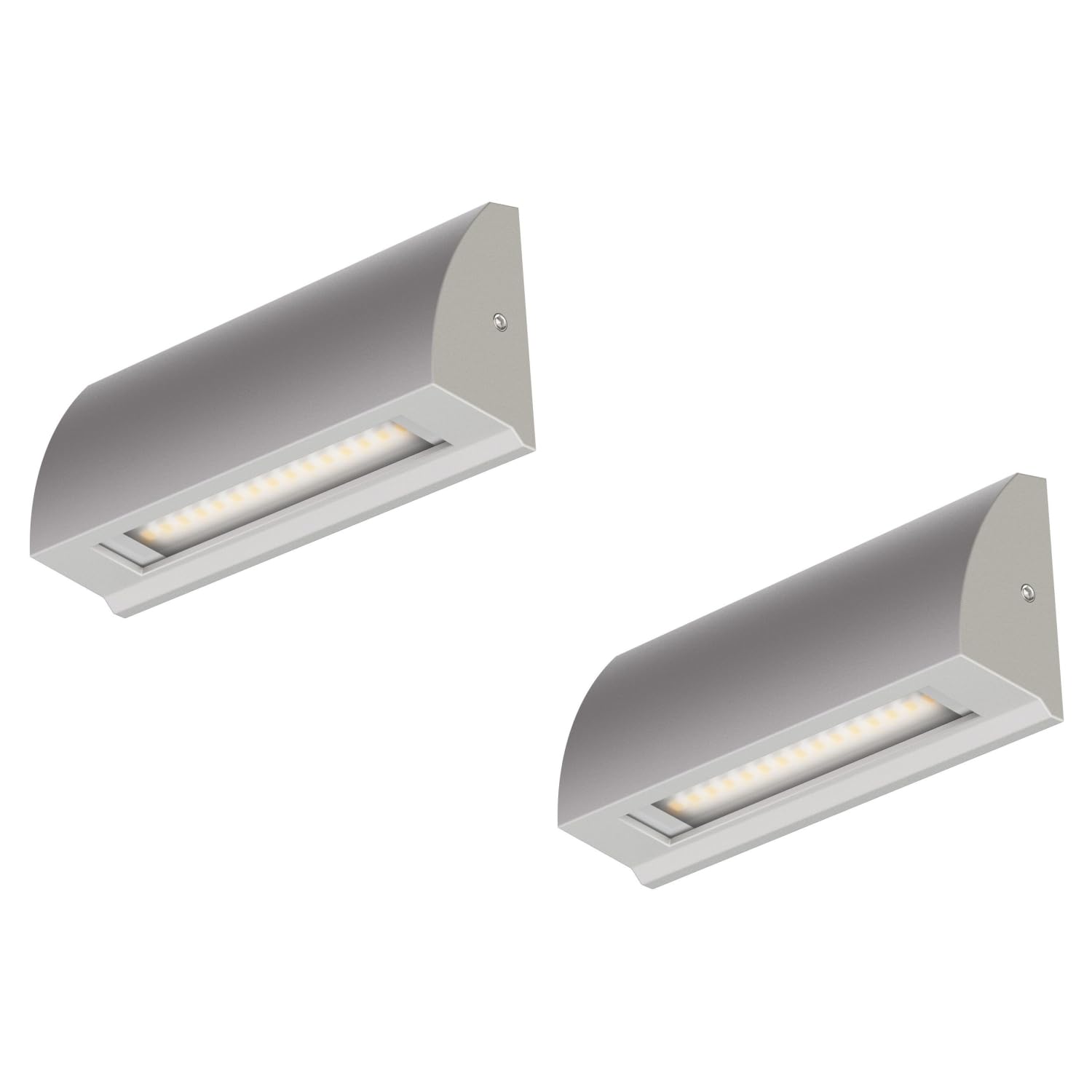ledscom.de 2 LED wall Light/Staircase Light SEGIN for Outdoors, IP54, Flat, Downlight, Grey matt, Angular, 3.8 W, 265lm, Warm White
