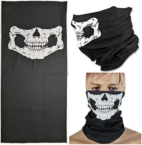 Magic Motorcycle biker Half Skull Face Mask Bicycle Scarf Hood For Women Kids and Cycling motorcycle Hiking Camping Climbing Jogging Multi-function