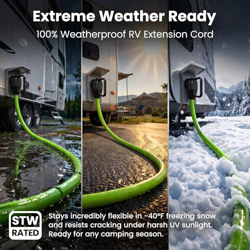 GEARit 30 Amp RV Extension Cord 100 Ft, 10/3 STW 30Amp RV Power Cord 125V 3750W NEMA TT-30P to TT-30R, 3 Prong Waterproof Heavy Duty for Camper Travel Trailer