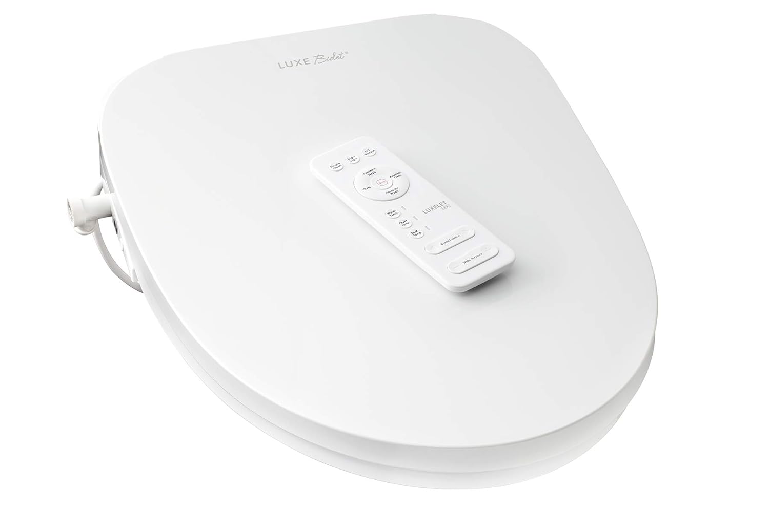 Luxe Bidet Luxelet E890 Electronic Bidet Smart Toilet Seat with Remote Control, Elongated, Soft Close Lid, Warm Water, Warm Air Dryer, Heated Seat, Self Cleaning Stainless Steel Nozzle (White)
