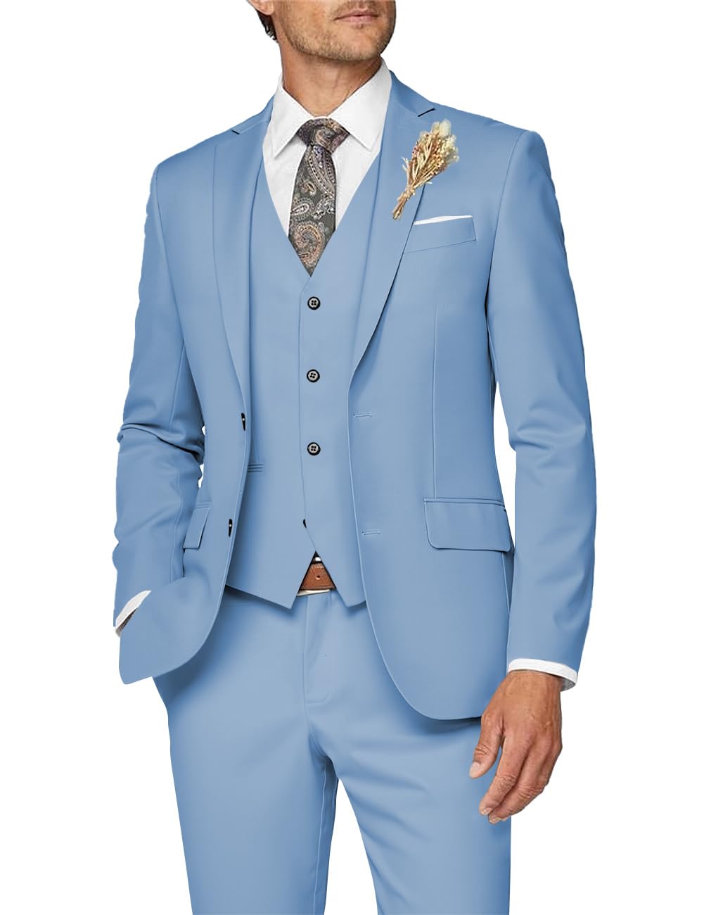 Wangyue Mens 3 Piece Slim Fit Wedding Suits for Men