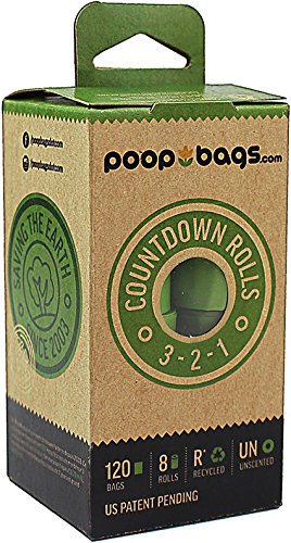 Poop Bags Recycled 9x13 Count Down Rolls, PoopBags are individually numbered to countdown from 15 to 1 so you always know how many are left on the roll- 120 Bags