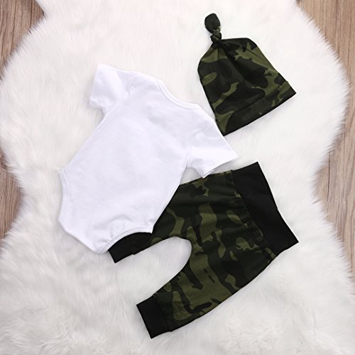 Worth the Wait jongen meisje leger camouflage groene body met lange broek en hoed kleding set van 3 tot 6 maanden baby… - Image 5