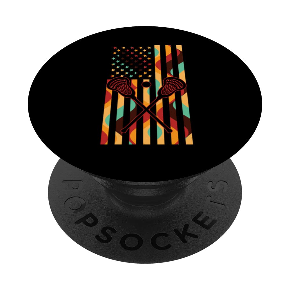 Lackrosse Tie dye American Flag lacrosse sport ball PopSockets Swappable PopGrip