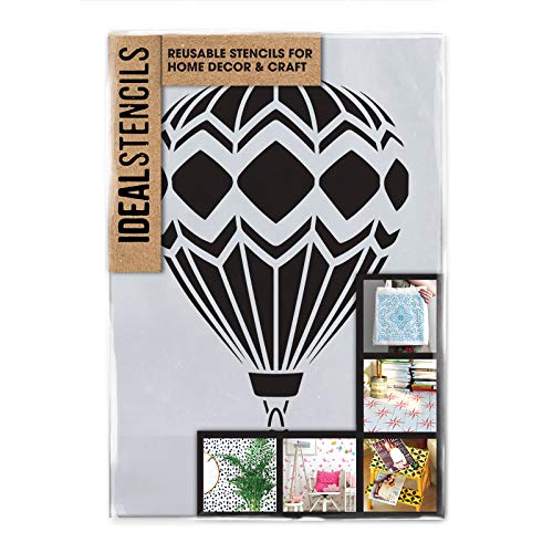 Hot Air Balloon Stencil | Home Nursery Decor Stencil A4 Size | for Painting Walls , Floors, Fabrics and Furniture | Home Decor Art Stencil | Reusable Plastic
