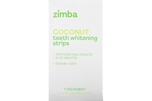Zimba Coconut Flavored Teeth Whitening Strips | Vegan, Enamel Safe Hydrogen Peroxide Teeth Whitener for Coffee, Wine, Tobacco, and Other Stains | 14 Day Treatment | Coconut
