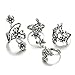 Dream Date 21 Band Style Stainless Steel Party&Pub Night Club Knuckle Band Ring Set Mounted Gem (Vines Style)