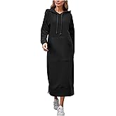 TANGNADE Hoodie Dress for Women with Pockets Casual Maxi Length Long Fleece Sweatshirt Pullover Plus Size Winter Clothing