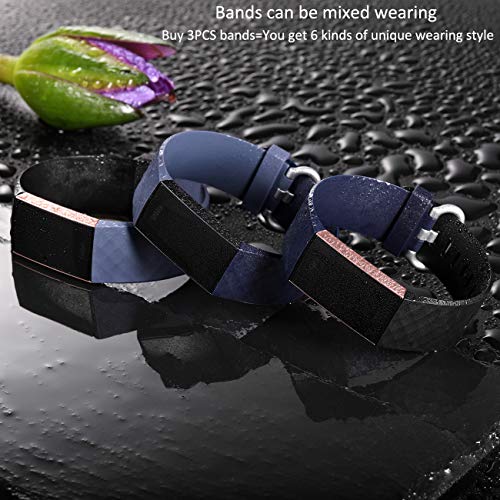 Wepro Bands Replacement Compatible Fitbit Charge 3 for Women Men Small, 3 Pack Sports Watch Band Strap Waterproof Wristband for Fitbit Charge 3 & Charge 3 SE Fitness Tracker, Black, Navy Blue, Gray - Thumbnail 6