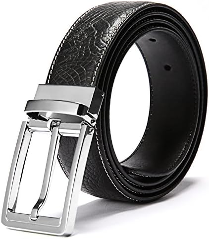 Sunahead Men's Genuine Leather Belt Classic Buckle Belt Jeans &amp; Dress Leather Belt for Men (50 inch (125cm), Square Buckle)