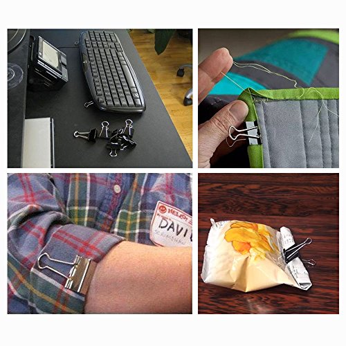 100PCs Binder Clips Paper Clamps -LANGSHOP Assorted Sizes Chip Bag Clips for Office,Home,Kitchen,Outdoor