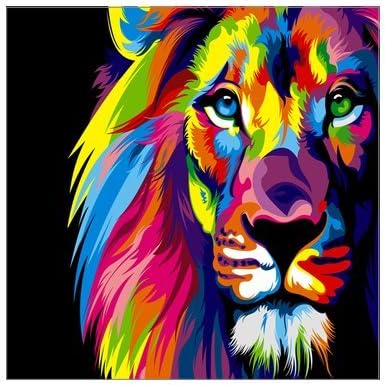 Fashion Colorful Paint Lion Painting Canvas Print 16" x 16" Modern Canvas Art Wall Decor Landscape Oil Painting Wall Art Wall Decor Home Decorations.