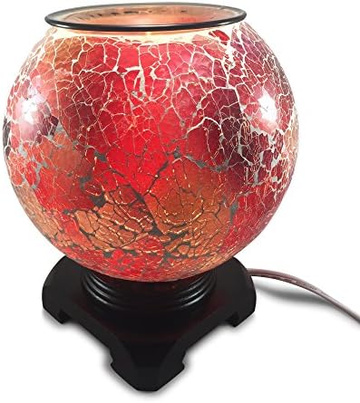 Tropical Sunset, Extra-Large Globe, Glass Mosaic Electric Dimmer-controlled Fragrance Lamp with Free Replacement Halogen Bulb