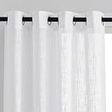 PONY DANCE Linen Textured Voile Curtains 52x54 White 2 Panels 54" Drop view 9