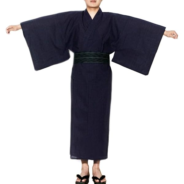 Kimono Japonais Homme Noir - Yukata Samurai Coton Traditionnel