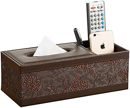 Figella PU Leather Multifunction Tissue Box Cover with 2 slots Home Storage for Pen Pencil Remote Control Phone Holder Office Desk Organizer (classic/vintage)