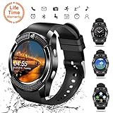 Smart Watch, Bluetooth Smartwatch Touch Screen Wrist Watch with Camera/SIM Card Slot,Waterproof Smart Watch Sports Fitness Tracker Android Phone Watch Compatible with Android Phones Samsung Huawei