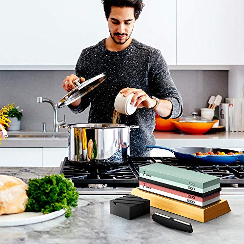 Knife Sharpening Stone Set, Finew Professional Whetstone Sharpener