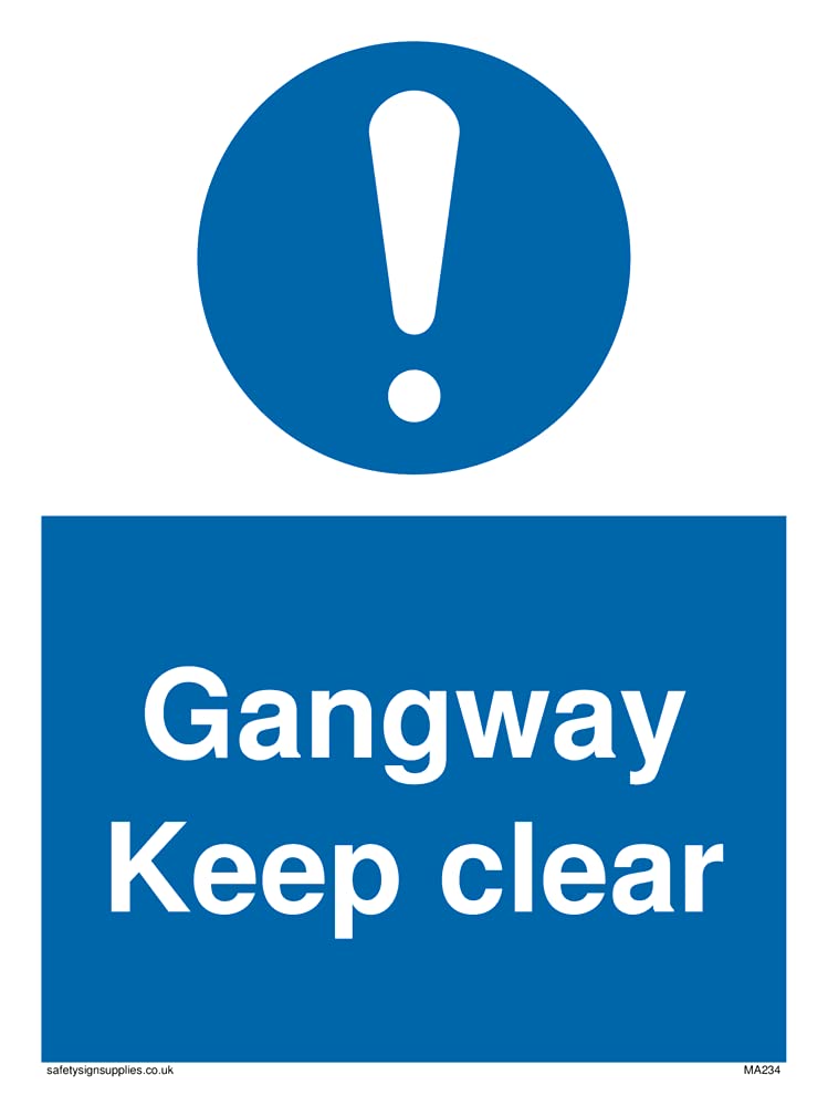 Pack of five - gangway keep clear Sign - 150x200mm - A5P