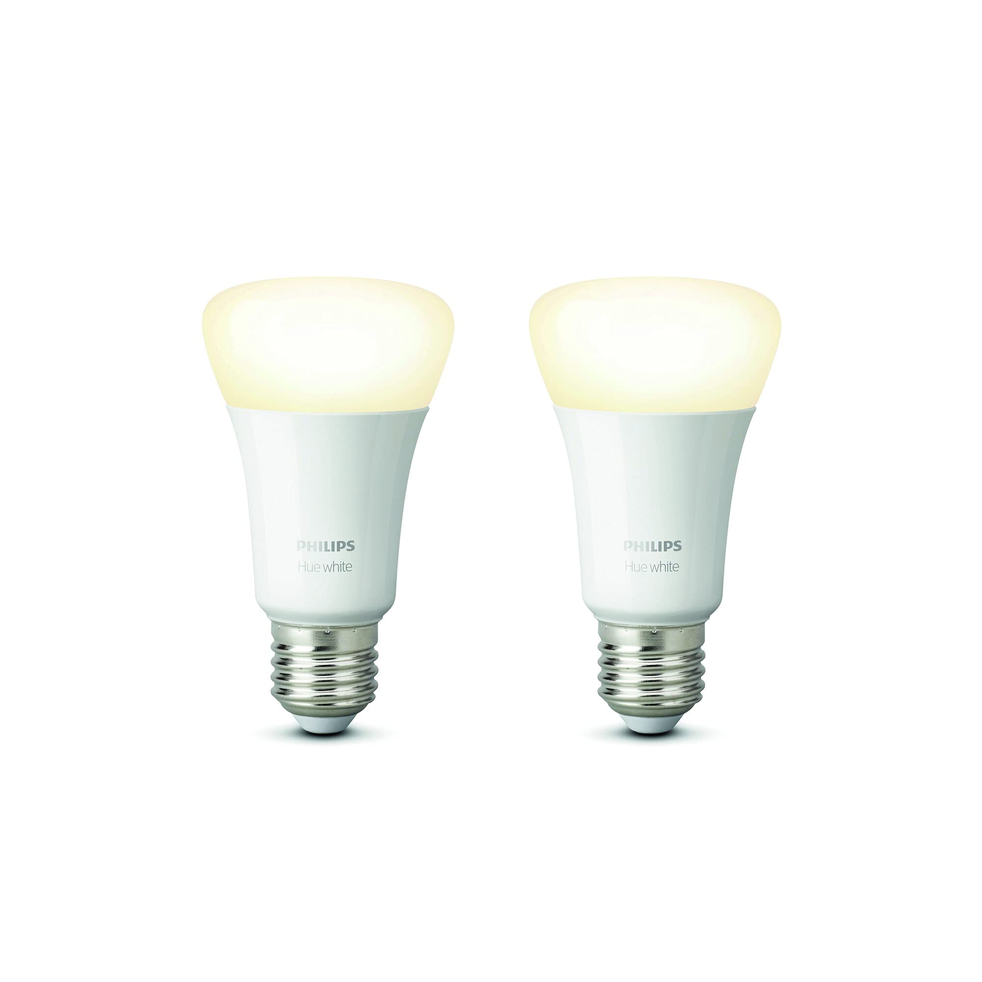 Philips Hue White Smart Bulb Twin Pack LED [E27 Edison Screw] with Bluetooth. Works with Alexa and Google Assistant.