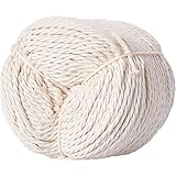 Pangda Cotton Macrame Cord Twine, Craft Rope Yarn for DIY Plant Hanger Wall Hanging Decoration, Natural Color (150 m Long, 4 mm Diameter)
