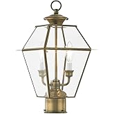 Livex Lighting 2284-01 Westover 2-Light Outdoor Post Head, Antique Brass, 16.50x9.00x9.00