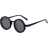 KAJILA Adjustable Tint Nightshift Glasses 1-9 Gears, Round Polarized Sunglasses ND Filter Lenses Metal Frame(2318)