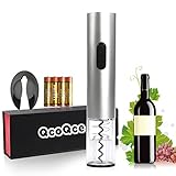 QcoQce Cordless Automatic Wine Opener - Electric Wireless Bottle Opener - Battery-Operated Corkscrew - With Foil Cutter/Stand and Batteries Included(Black) (white)