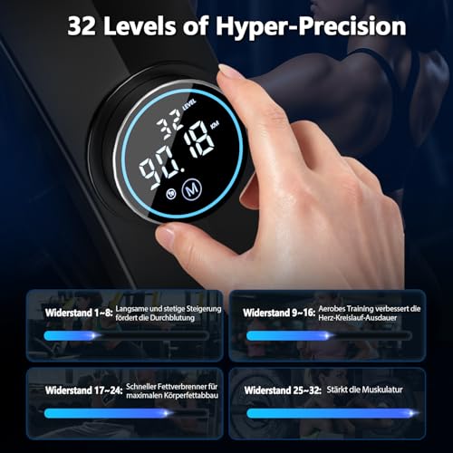 Rudergerät für Zuhause, DMASUN Magnetisches Rudergerät mit Upgrade Doppel-Slide-Rails, APP-Verbindung, 16 Widerstandsstufen, LCD-Datenanzeige, ideal für Cardio-Training