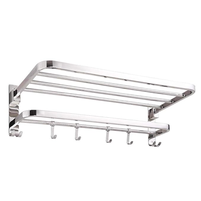 MD'S Home Bathroom Stainless Steel Folding Towel Rack 2 feet Long with