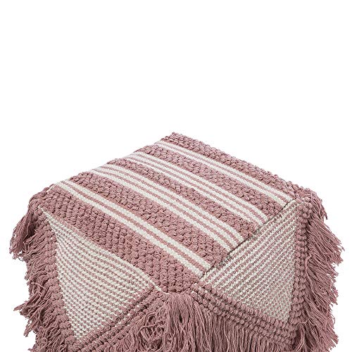 Beliani Pouf Ottomane Tabouret Sitzpouf rosa zartrosa Boho Kochi