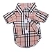 CHOLEGIFT Small Dog Puppy Shirt Clothing Big Cat Cotton Lapel Costume Polo Apparel - Fitwarm Western Plaid Dog Clothes for Pet