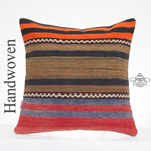 Turkish Large Kilim Pillow Striped 20x20" Cushion Cover Decorative Sofa Couch Throw Pillowcase