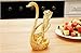 Dinnerware Set & Fruit Fork Set & Dessert Flatware Set, CRIVERS Decorative Swan Base Holder with 3 Forks and 3 Spoons (Set of 2) (Gold)