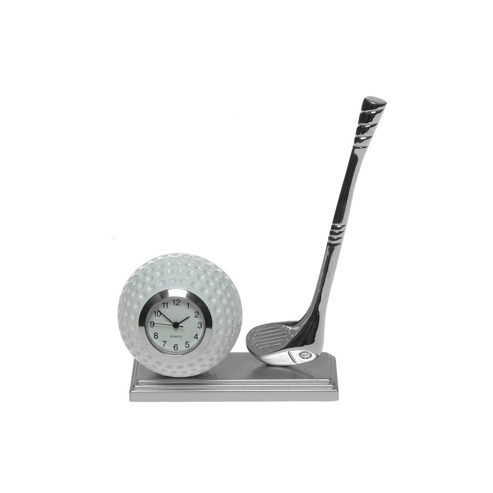 justagift Miniature Desk Silver Golfing Desk Clock - Make A Fantastic Present For The Golfing Enthusiast