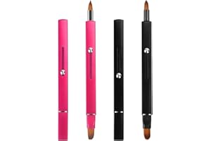 Simfree 2 Pieces Lip Brushes,Retractable Lip Brush for Lipstick,Double-ended Lip Applicator with Cap,Portable Lip Liner Brush Lip Gloss Eyeshadow Smudge Concealer Brush (Rose Pink+Black)