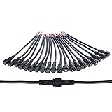 MOKUNGIT 10Pairs 2 Core 2pin Black Pigtail Plastics Waterproof IP65 LED Connector Male Female 40cm/pair Applicable 0.75mm² 22mm Nut for LED Light
