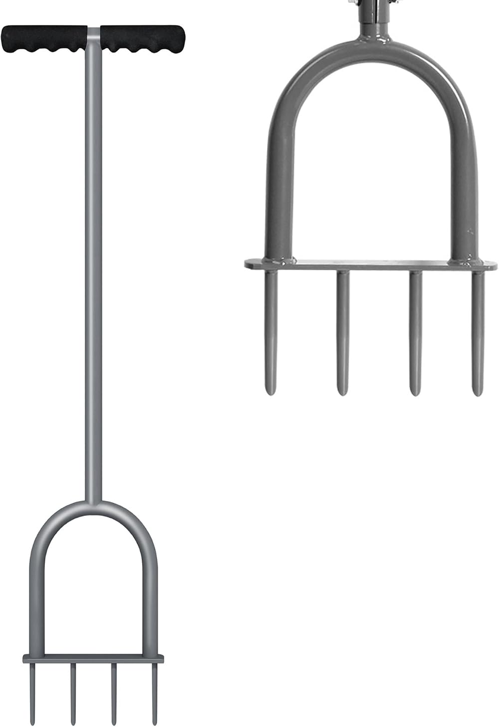 Walensee Lawn Spike Aerator T-Handle Four 3.5-in Spikes 35.5in Grey