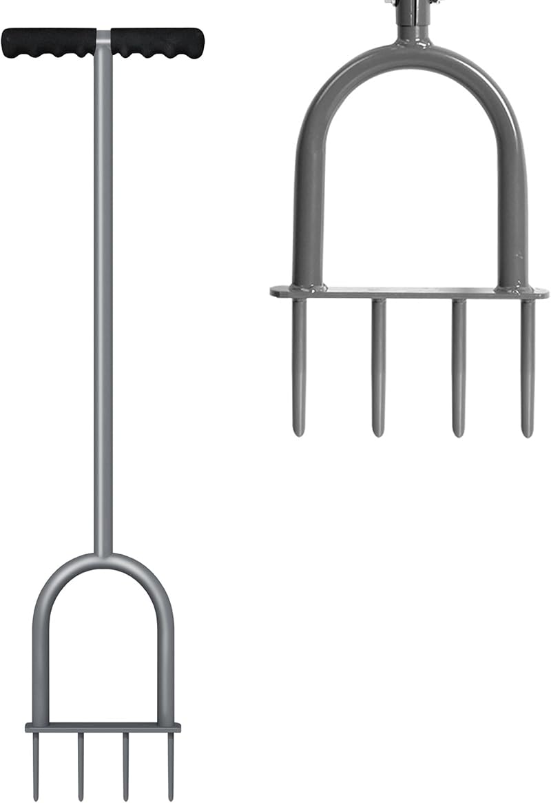Walensee Lawn Spike Aerator T-Handle Four 3.5-in Spikes 35.5in Grey