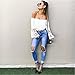ALAIX Womens Summer Lace Sleeve Chiffon Blouse Off Shoulder Crop Tops Casual T-shirts