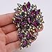 EVER FAITH Women's Austrian Crystal Vintage Inspired Flower Leaf Bouquet Brooch Purple