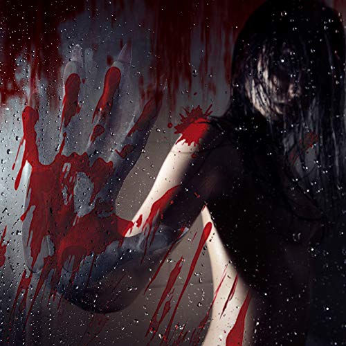 S SUNINESS 232Pcs Halloween Bloody Decals - Wall Stickers Window Clings, Bloody Handprint Footprint Stains, Horror Bathroom Decorations, Zombie Party Supplies