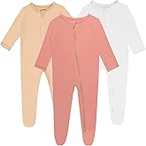 Baby Boy Footed Pajamas with Mittens,Rayon Made from Bamboo Sleepers, 2 Way Zipper Long Sleeve Pjs