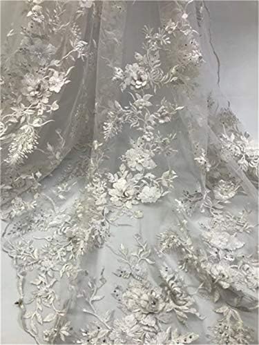 High Quatily French Lace Fabrics Latest 3 D Appliques Tulle Mesh Lace Fabric With Beads Nigeria Lace 5 Yards as picture1