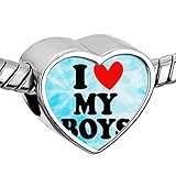 Heart of Charms Heart I Love My Girls or Boys Charms Photo Charms Beads for Snake Chain Bracelets (boys)